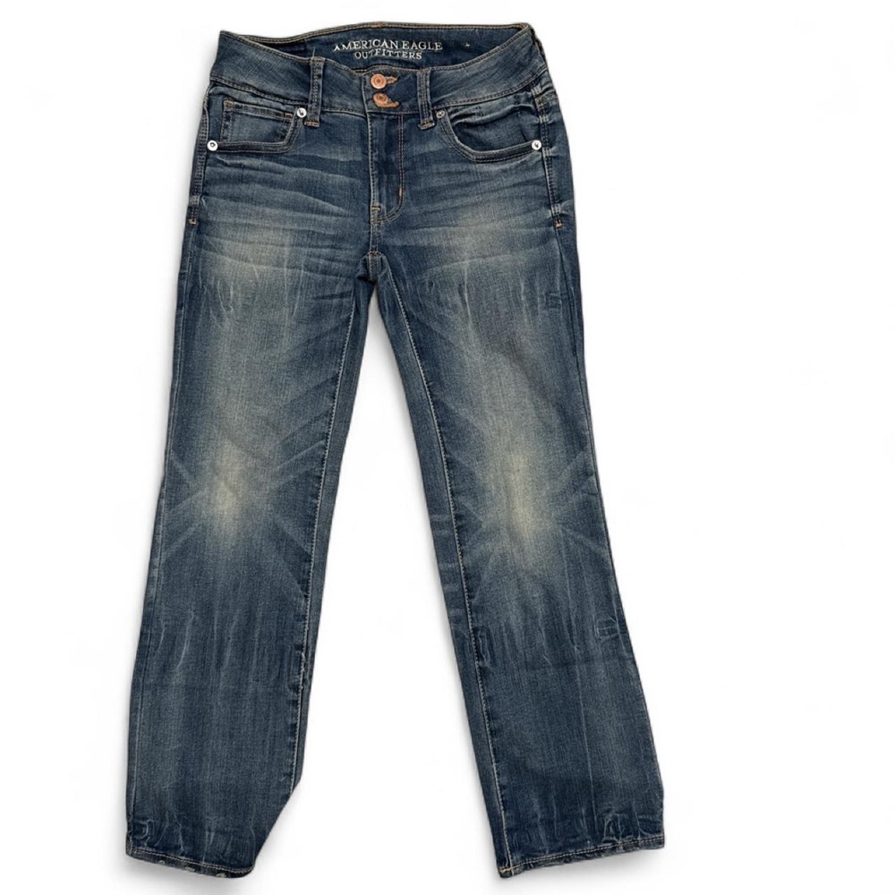 American Eagle Outfitters low rise bootcut jeans in blue navy